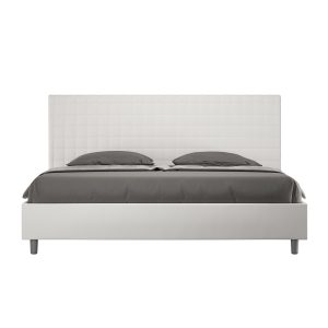 Letto matrimoniale king size contenitore imbottito 190x210 similpelle bianco Sunny