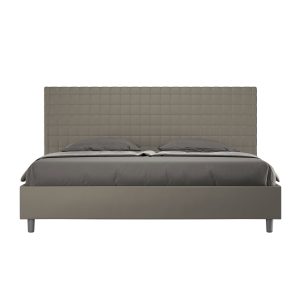 Letto matrimoniale king size contenitore imbottito 190x210 similpelle cappuccino Sunny