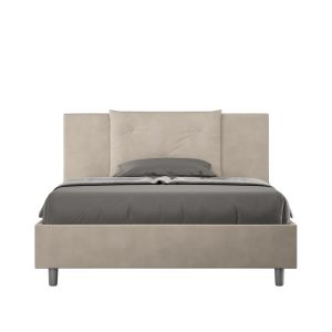 Letto una piazza e mezza contenitore imbottito 130x210 microfibra sabbia Appia