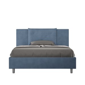 Letto una piazza e mezza contenitore imbottito 130x210 microfibra blu Appia