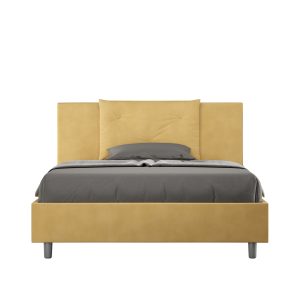 Letto una piazza e mezza contenitore imbottito 130x210 microfibra ocra Appia