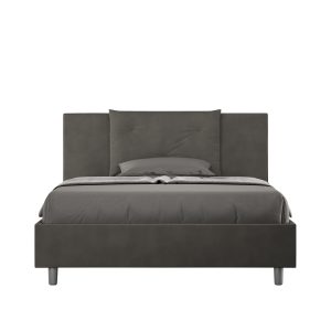 Letto una piazza e mezza contenitore imbottito 130x210 microfibra grigio Appia