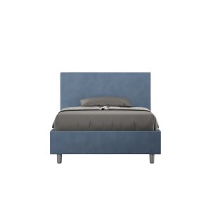 Letto una piazza e mezza senza rete imbottito 120x190 microfibra blu Adele