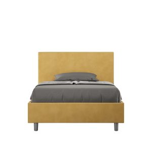Letto una piazza e mezza senza rete imbottito 120x190 microfibra ocra Adele