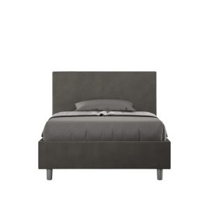 Letto una piazza e mezza senza rete imbottito 110x190 microfibra grigio Adele