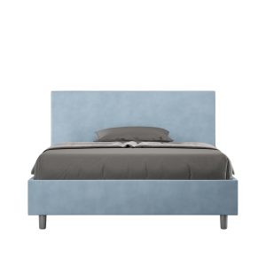 Letto una piazza e mezza contenitore imbottito 130x210 microfibra azzurro Adele