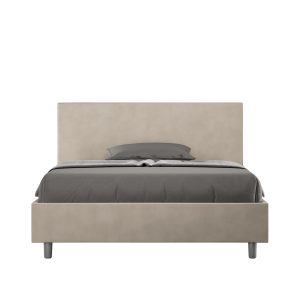 Letto una piazza e mezza contenitore imbottito 130x210 microfibra sabbia Adele