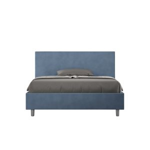 Letto una piazza e mezza contenitore imbottito 130x210 microfibra blu Adele