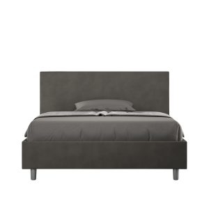 Letto una piazza e mezza contenitore imbottito 130x210 microfibra grigio Adele
