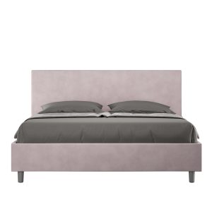 Letto matrimoniale senza rete imbottito 160x200 microfibra glicine Adele
