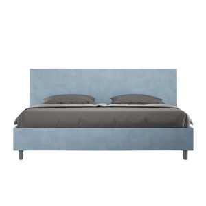 Letto matrimoniale king size senza rete imbottito 180x210 microfibra azzurro Adele