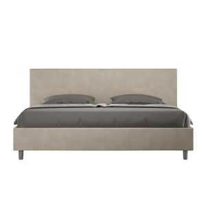 Letto matrimoniale king size senza rete imbottito 180x210 microfibra sabbia Adele