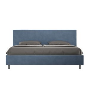 Letto matrimoniale king size senza rete imbottito 180x210 microfibra blu Adele