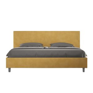 Letto matrimoniale king size senza rete imbottito 180x210 microfibra ocra Adele