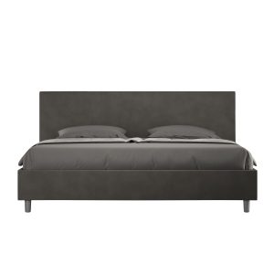Letto matrimoniale king size senza rete imbottito 180x210 microfibra grigio Adele