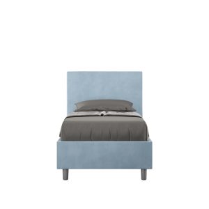 Letto singolo contenitore imbottito 80x210 microfibra azzurro Adele
