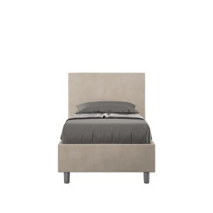 Letto singolo contenitore imbottito 80x210 microfibra sabbia Adele
