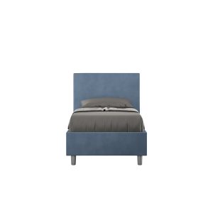 Letto singolo contenitore imbottito 80x210 microfibra blu Adele