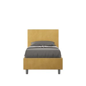 Letto singolo contenitore imbottito 80x210 microfibra ocra Adele
