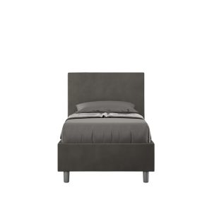Letto singolo contenitore imbottito 80x210 microfibra grigio Adele