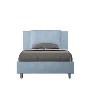 Letto una piazza e mezza contenitore imbottito 120x210 microfibra azzurro Antea