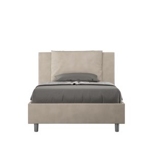 Letto una piazza e mezza contenitore imbottito 120x210 microfibra sabbia Antea