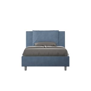 Letto una piazza e mezza contenitore imbottito 120x210 microfibra blu Antea