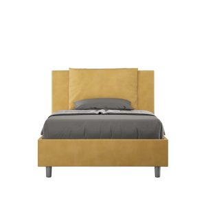Letto una piazza e mezza contenitore imbottito 120x210 microfibra ocra Antea