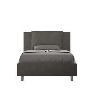 Letto una piazza e mezza contenitore imbottito 120x210 microfibra grigio Antea