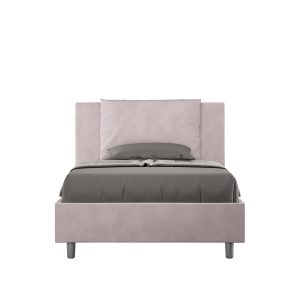 Letto una piazza e mezza contenitore imbottito 120x210 microfibra glicine Antea
