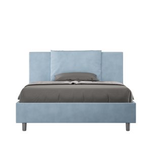Letto queen size contenitore imbottito 150x210 microfibra azzurro Antea