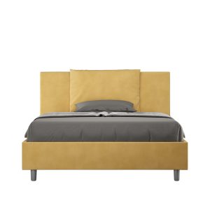 Letto queen size contenitore imbottito 150x210 microfibra ocra Antea