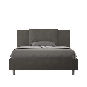 Letto queen size contenitore imbottito 150x210 microfibra grigio Antea
