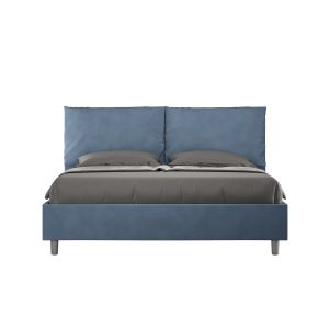 Letto matrimoniale contenitore doppia alzata imbottito 160x210 microfibra blu Antea