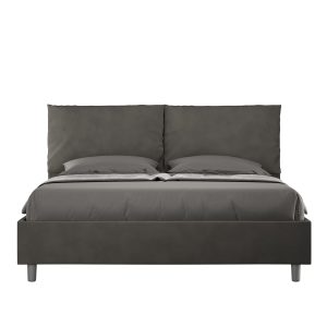 Letto matrimoniale contenitore doppia alzata imbottito 160x210 microfibra grigio Antea