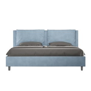 Letto matrimoniale king size contenitore imbottito 190x210 microfibra azzurro Antea