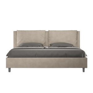 Letto matrimoniale king size contenitore imbottito 190x210 microfibra sabbia Antea