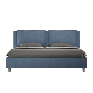 Letto matrimoniale king size contenitore imbottito 190x210 microfibra blu Antea