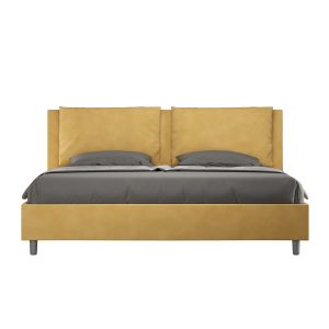 Letto matrimoniale king size contenitore imbottito 190x210 microfibra ocra Antea