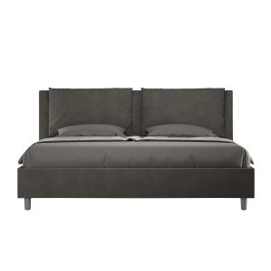 Letto matrimoniale king size contenitore imbottito 180x210 microfibra grigio Antea