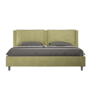 Letto matrimoniale king size contenitore imbottito 190x210 microfibra tè verde Antea