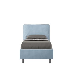 Letto singolo contenitore imbottito 80x200 microfibra azzurro Antea