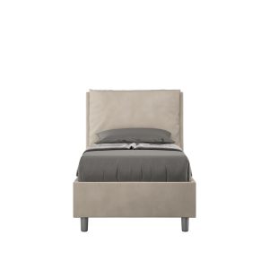 Letto singolo con rete imbottito 80x210 microfibra sabbia Antea