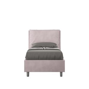 Letto singolo contenitore imbottito 80x200 microfibra glicine Antea