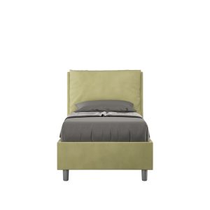 Letto singolo contenitore imbottito 80x200 microfibra tè verde Antea