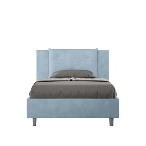 Letto una piazza e mezza contenitore imbottito 120x210 microfibra azzurro Appia