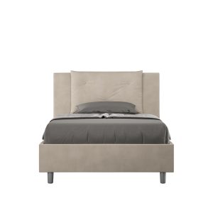 Letto una piazza e mezza contenitore imbottito 120x210 microfibra sabbia Appia