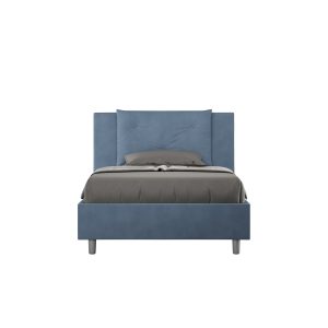 Letto una piazza e mezza contenitore imbottito 120x210 microfibra blu Appia