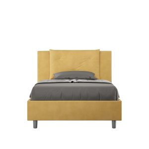 Letto una piazza e mezza contenitore imbottito 120x210 microfibra ocra Appia