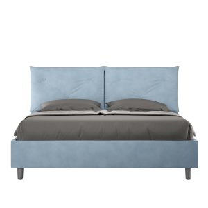 Letto matrimoniale contenitore doppia alzata imbottito 160x210 microfibra azzurro Appia